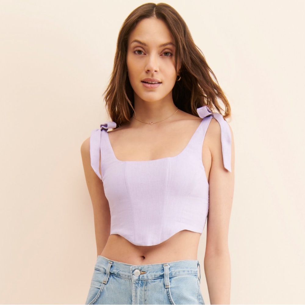 🌟HOST PICK!🌟 Farm Rio 💜 Lilac Corset Linen Top